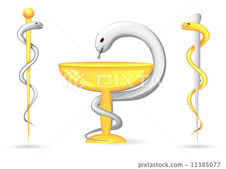 Pharmacy icon. Rod of Asclepius and Bowl of Hygieia. Medical snake Pharmacy icon. Rod of Asclepius and Bowl of Hygieia. Medical snake 11385077