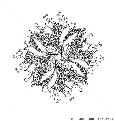 Fantasy flower, black and white tattoo pattern 11391694