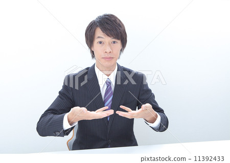用手勢解釋的男性員工 11392433