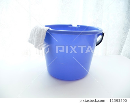 Blue bucket and towel wipe Blue bucket and towel wipe 11393390