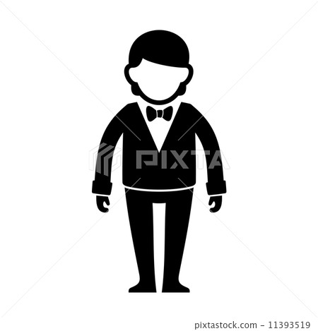 Silhouetted Man in Black Suit with Bow Tie. Vector 11393519