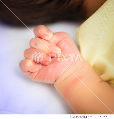 New born baby hand 11395308