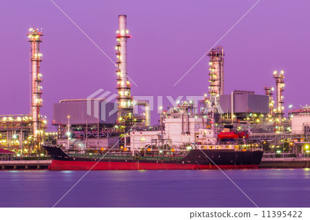 Oil refinery at twilight,Chao Phraya river, Thailand 11395422