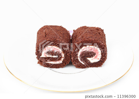Jam roll chocolate and wine on white background 11396300