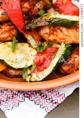 grilled vegetables and chicken grilled vegetables and chicken 11396472