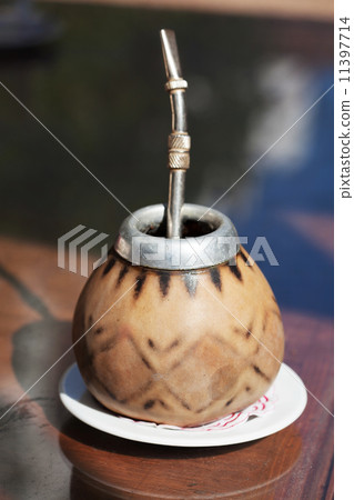 Calabash and bombilla with yerba mate 11397714