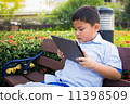 Asian boy playing Tablet fun 11398509