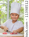 Asian kids are cooking the sushi 11398512