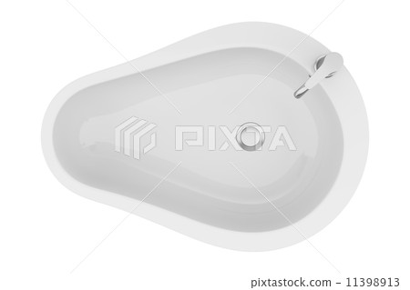 top view of modern standing bathroom sink isolated on white back 11398913