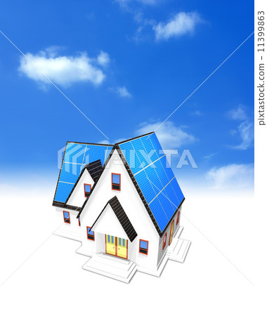 生態住宅和屋頂上的太陽能電池板 生態住宅和屋頂上的太陽能電池板 11399863