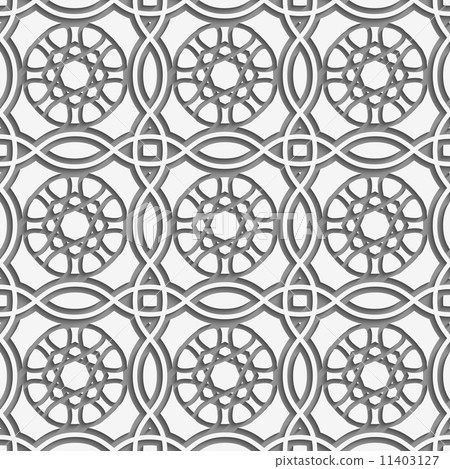 White squares and geometric flowers detailed seamless 11403127