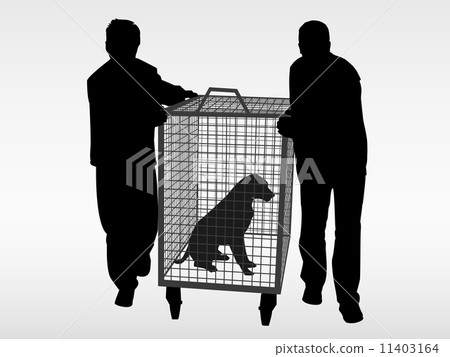 The dog catchers and the stray abandoned dog 11403164