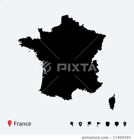 High detailed vector map of France with navigation pins. 11404303