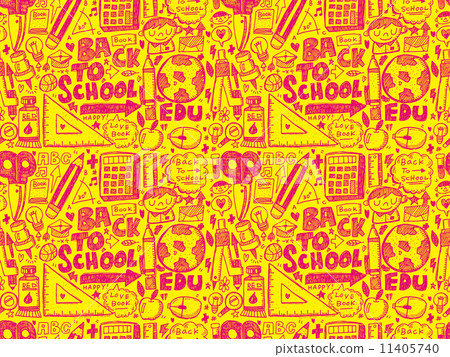 doodle back to school seamless pattern - Stock Illustration [11405740 ...
