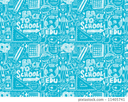 doodle back to school seamless pattern - Stock Illustration [11405741 ...