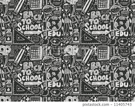 doodle back to school seamless pattern - Stock Illustration [11405743 ...