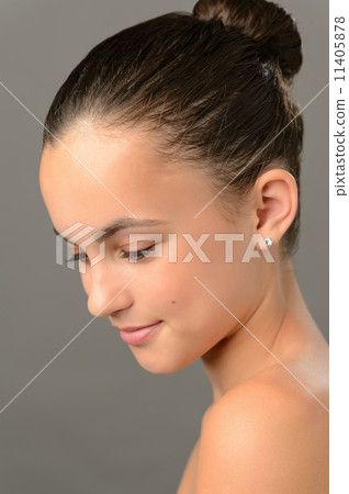 Teenage girl purity skin beauty looking down Teenage girl purity skin beauty looking down 11405878