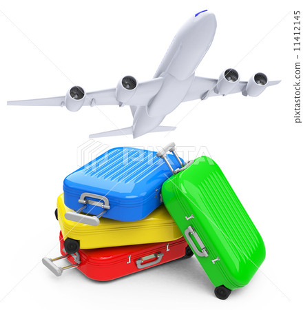 luggage with airplane - Stock Illustration [11412145] - PIXTA