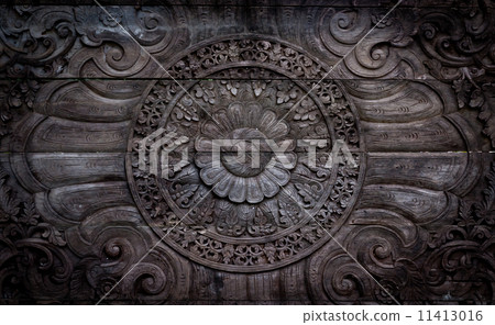 thai style wood caving pattern. thai style wood caving pattern. 11413016