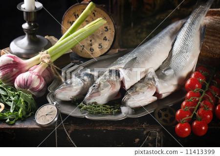 Still life with raw fish 11413399