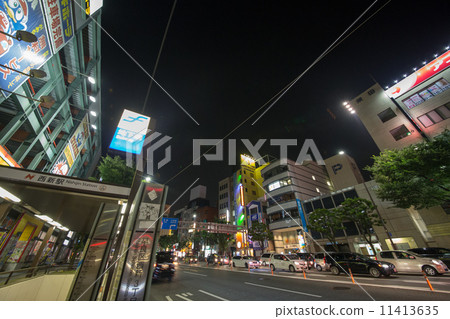 City skyline near Fukuoka Nishin railway station in the evening 11413635