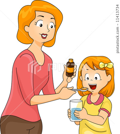 Mom Giving Daughter Vitamins Mom Giving Daughter Vitamins 11413734