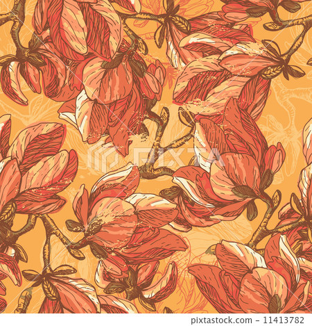 Tender magnolia flowers seamless pattern Tender magnolia flowers seamless pattern 11413782
