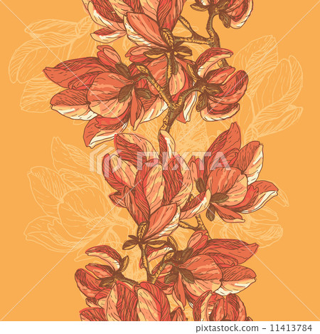 Elegance magnolia flowers seamless border Elegance magnolia flowers seamless border 11413784