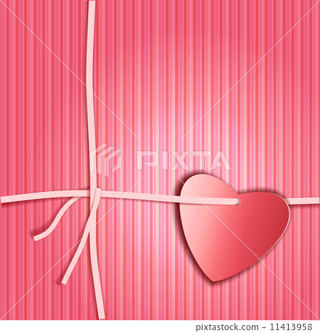 Romantic gift package with paper ribbon and paper look red heart 11413958