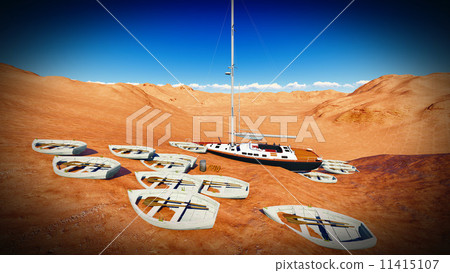 dried out lake with boats dried out lake with boats 11415107