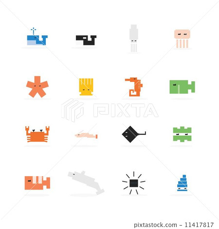 Pixel marine animal icon. 11417817