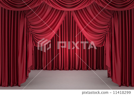 Red closed the curtain, lit by a spotlight Red closed the curtain, lit by a spotlight 11418299
