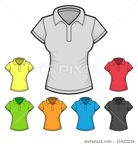 Women's Polo T-shirt Design Template Color Set. Vector 11420216