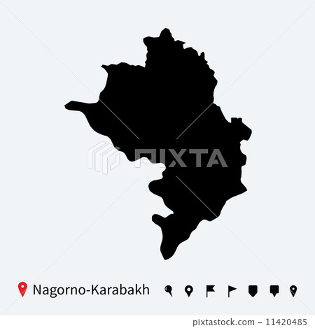 High detailed vector map of Nagorno-Karabakh with navigation pins. High detailed vector map of Nagorno-Karabakh with navigation pins. 11420485