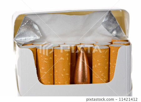 Cartridge in cigarette packet isolated on white Cartridge in cigarette packet isolated on white 11421412
