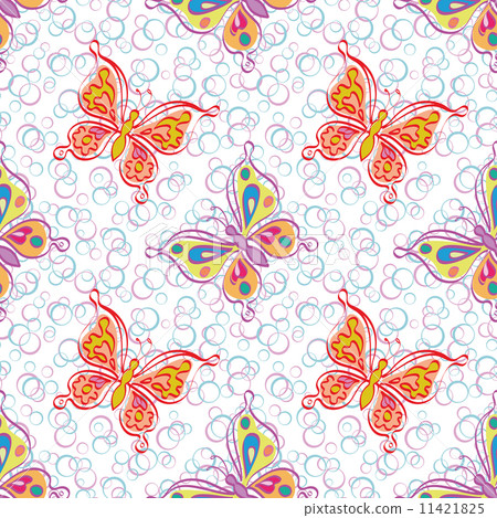 Seamless pattern, outline colorful butterflies Seamless pattern, outline colorful butterflies 11421825