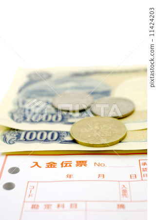 Cash slip, cash and copy space 11424203