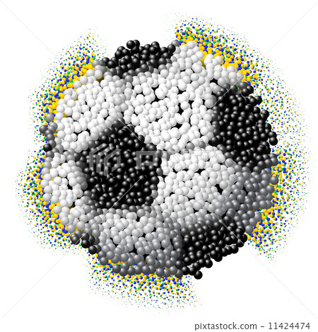 Soccer ball made of scattered 3D particles Soccer ball made of scattered 3D particles 11424474