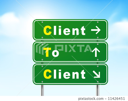 3d road sign with client to client 11426451