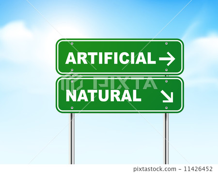 3d road sign with artificial and natural 11426452