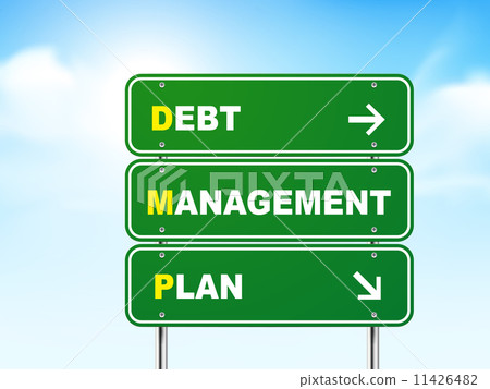 3d debt management plan road sign 3d debt management plan road sign 11426482