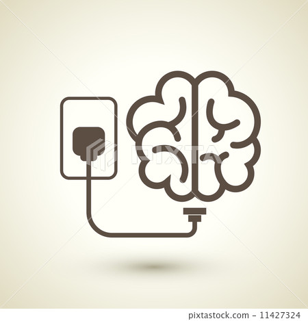 retro style brain plugged in icon-插圖素材 [11427324] - PIXTA圖庫