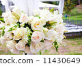 wedding marquee with bouquets of roses 11430649