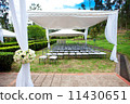 wedding marquee with bouquets of roses 11430651