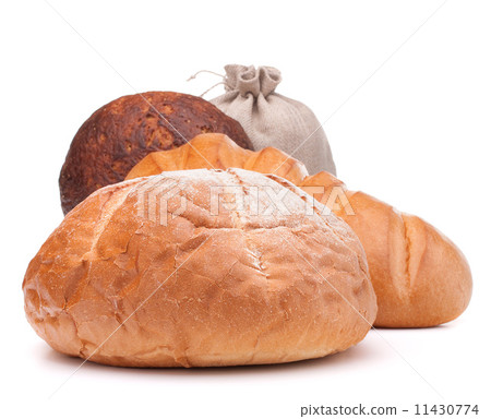 fresh bread and flour sack isolated on white background cutout fresh bread and flour sack isolated on white background cutout 11430774