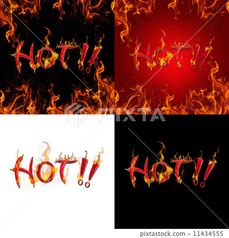 Text of red hot chili pepper fire burns Text of red hot chili pepper fire burns 11434555