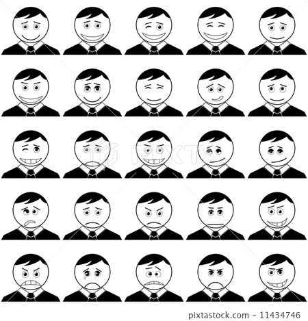 Office smileys, set, black contour 11434746