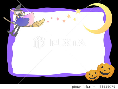 Frame of Jack O Lantern with a witch girl 11435075