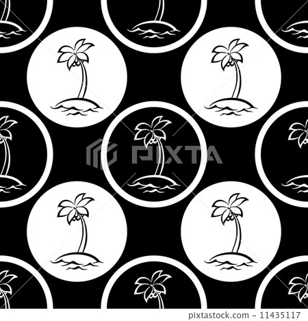Seamless pattern, islands with palm silhouettes Seamless pattern, islands with palm silhouettes 11435117