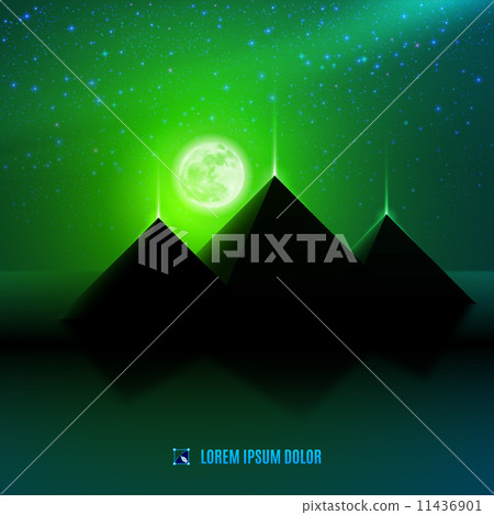 Green night desert landscape 11436901